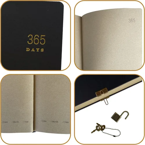 Miniatura 3 de Diario con cerradura y llaves, diario de cerraduras, 365 páginas en blanco y tamaño A5 (8.5 x 5.9 pulgadas), cuaderno de tapa dura vintage, perfecto