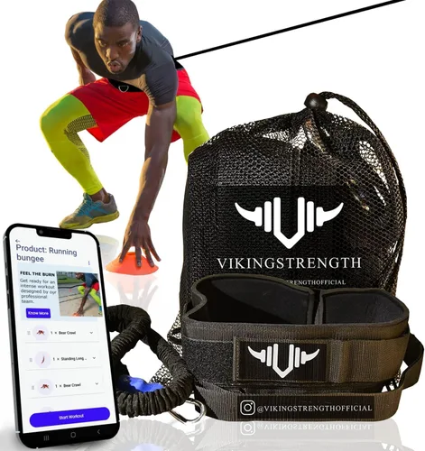 Vikingstrength - Banda Bungee de Resistencia para Entrenamiento de Carrera de 360° (Cintura) para Velocidad, Agilidad Física, Fuerza de Velocidad –