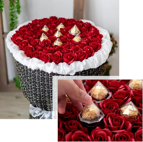 Miniatura 3 de Soporte de caja de chocolate transparente, 80 Uds., soporte de plástico para ramo de bolas de chocolate, soporte de embalaje de flores para fiesta
