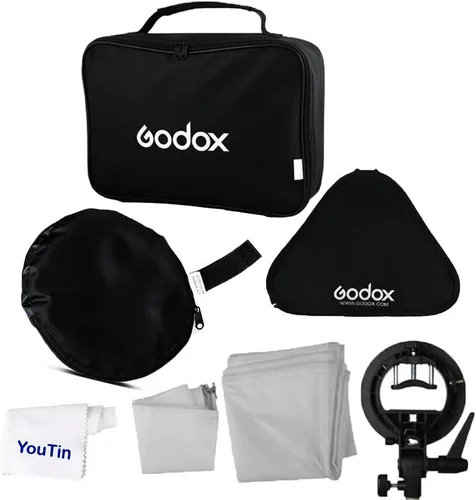 Miniatura 7 de Godox Caja suave de luz softbox de 24 x 24 pulgadas con soporte Godox tipo S Speedlite, kit de caja de luz portátil de montaje Bowens adecuado