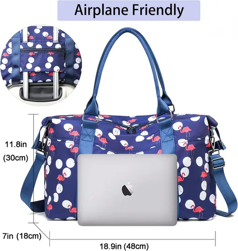 Miniatura 60 de Bolsa de gimnasio con bolsillo húmedo, bolsa de viaje plegable para mujer, bolsa de viaje impermeable para viajes, gimnasio, yoga