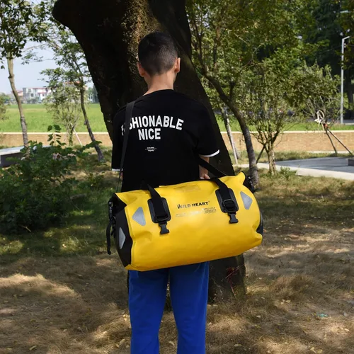 Miniatura 3 de WILD HEART Bolsa de lona impermeable para motocicleta, PVC500D, doble parte inferior, con correas de cuerda y bolsillo interior, 40L, 66L, 100L, 40L