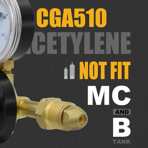 Miniatura 4 de Reguladores de oxígeno y acetileno - Compatible con antorcha de gas de soldadura de servicio medio - CGA540 y CGA510