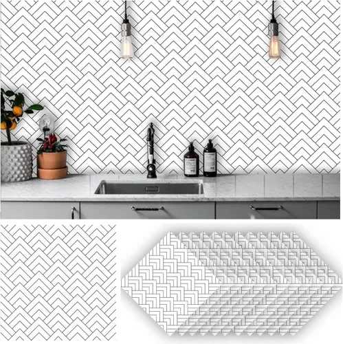 Miniatura 9 de Alwayspon 12 calcomanías mate para azulejos de pared, despegar y pegar, calcomanías de vinilo autoadhesivas para azulejos de cocina y baño, 6 x 6