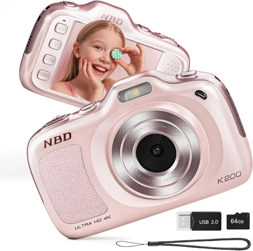 NBD Cámaras digitales de 64 MP para fotografía, cámara de punto y disparo 4K, cámaras de viaje compactas con zoom 16X, cámara de enfoque automático