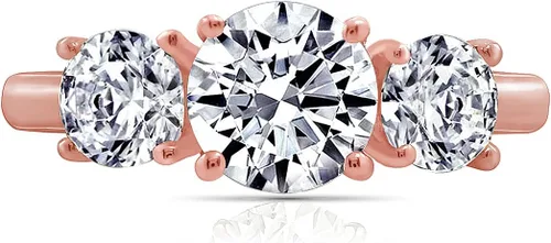 Miniatura 8 de Tienda Collection Platinum or Gold Plated Sterling Silver Round 3-Stone Ring made with Infinite Elements Cubic Zirconia