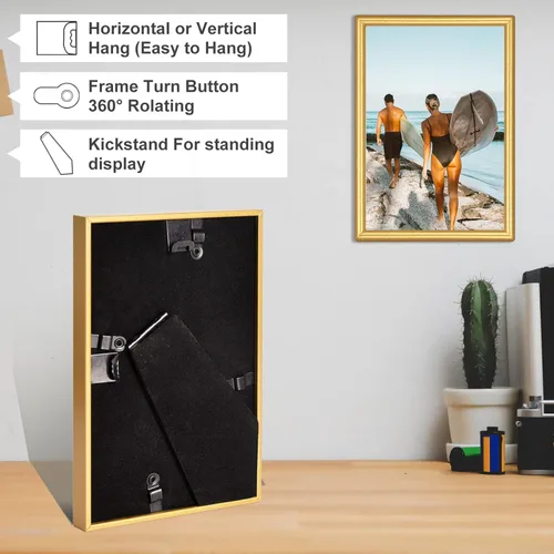 Miniatura 5 de Portarretratos para fotos de 4 x 6 pulgadas con paspartú o de 5 x 7 pulgadas sin paspartú. Se puede colgar en la pared o colocar en cualquier otro