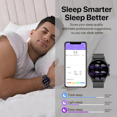 Miniatura 7 de WalkerFit Reloj inteligente de 1.39 pulgadas para hombres y mujeres, reloj inteligente impermeable IP67 compatible con Android y iPhone, rastreador