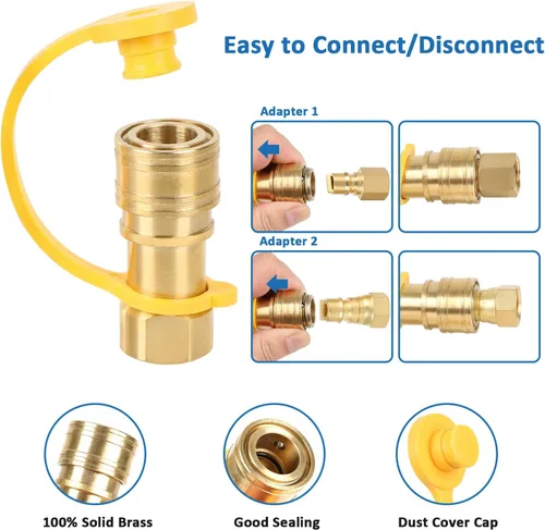 Miniatura 4 de ATKKE Kit de Conexiones de Conexión Rápida de Gas Natural de 3/8 Pulgadas, Conjunto de Ensamblaje de Desconexión Rápida de Manguera de Gas Propano