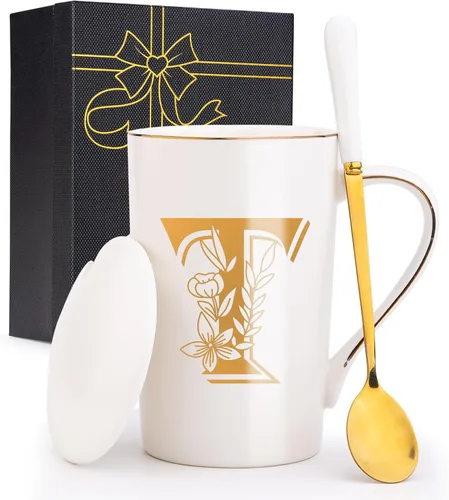 Miniatura 27 de Tazas personalizadas con iniciales en letra A con flores, taza de café personalizada con letra A, tazas personalizadas con letras geniales