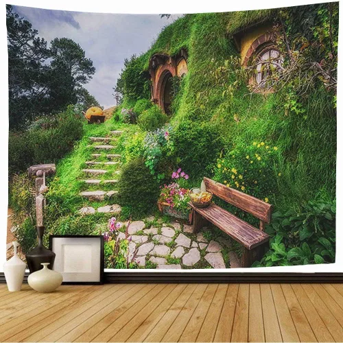 Starochi Tapiz colgante de pared Bilbo Fairy Baggins Home Ring Hobbit Garden Hobbiton Landmarks Parks Rings New Bag Outdoor Taken Tapestry Decor