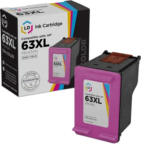 LD© repuestos remanufacturados para HP 63XL juego de 2 cartuchos de tinta: 1 F6U64AN HY negro y F6U63AN HY color.