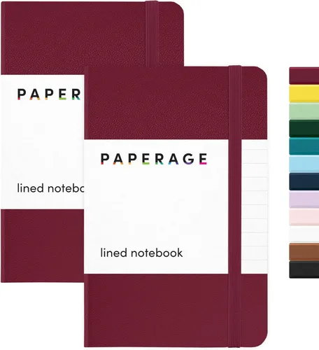 Miniatura 8 de Juego de 2 cuadernos blocs de notas de bolsillo pequeño, pauta universitaria, 3.7 x 5.6 pulgadas, minidiario de tapa dura, papel grueso de 3.5 Negro