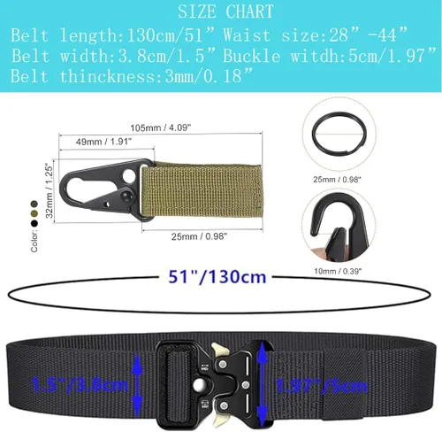 Miniatura 2 de AngelReally Quick Release Tactical Belt for Men, Military Style Nylon Web Belt Accessories with Quick-Release Waistband