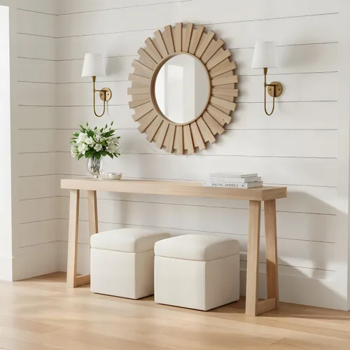 Miniatura 12 de Plank+Beam Mesa consola de madera maciza, 36 pulgadas, mesa de sofá, mesa de entrada estrecha para pasillo, detrás del sofá, sala de estar, Negro