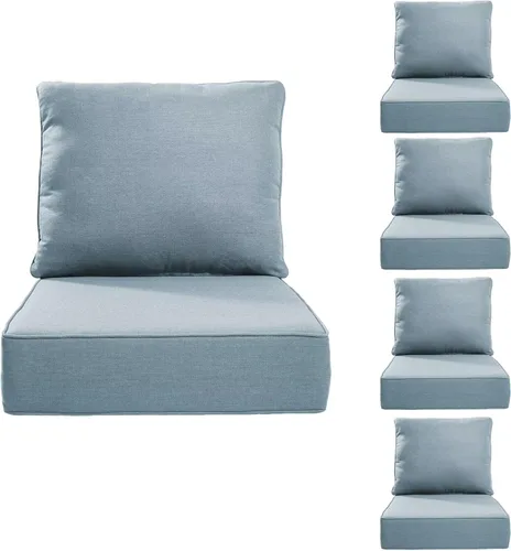 Miniatura 78 de Rilyson Cojines de patio para muebles de exterior, 22 x 24 pulgadas, respaldo alto y asiento profundo, cojín de exterior para sillas de patio, sofá