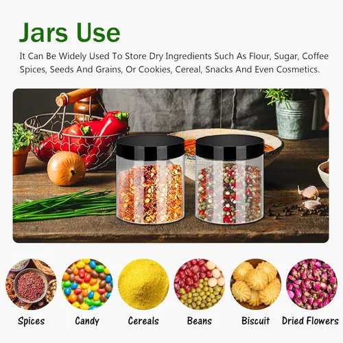Miniatura 5 de SLifeJars Tarros de plástico de 8 onzas con tapas, paquete de 24 recipientes de plástico transparente, apilables, redondos, vacíos, transparentes