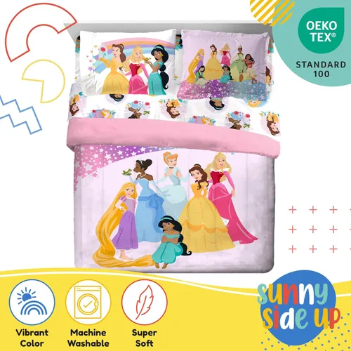 Miniatura 4 de Juego de edredón completo de princesas Disney - Juego de ropa de cama para niños de 7 piezas que incluye edredón, sábanas y funda de almohada - Rosa