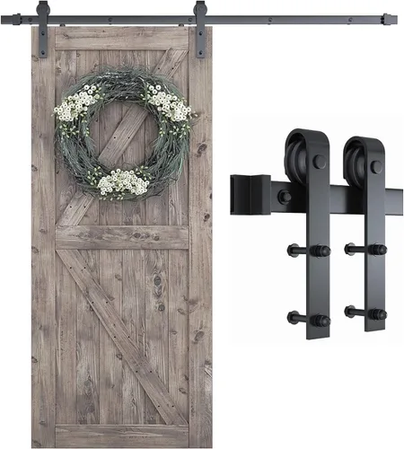 Miniatura 15 de SMARTSTANDARD Kit de herrajes para puerta corrediza de granero heavy duty resistente de 5 pies, suave y silencioso, incluye instalación detallada