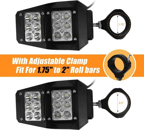Miniatura 4 de UTV Offroad - Espejos retrovisores laterales para jaula de barra antivuelco de 1.75-2 pulgadas, compatible con Polaris RZR XP 900 1000 Can am X3