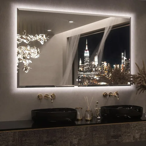 Miniatura 20 de Keonjinn - Espejo de 48x30 pulg retroiluminado LED para baño/tocador, luz de 3 colores ajustables blanca/cálida/natural, lúmenes altos, montaje