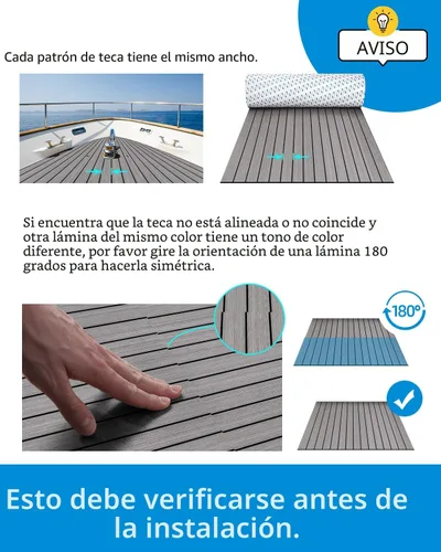 Miniatura 8 de OCEANBROAD Suelo de espuma EVA para barco con base adhesiva 3M, cubierta marina autoadhesiva de 96''x45.6''/36''/28.8''/16.8'', 48''x16.8'' hoja