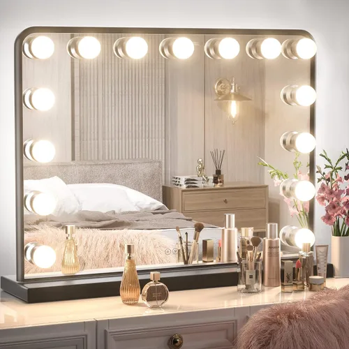 Miniatura 33 de Keonjinn Espejo de tocador Hollywood con luces y altavoz Bluetooth, 15 bombillas reemplazables, espejo de maquillaje con 2 bombillas de repuesto, 3