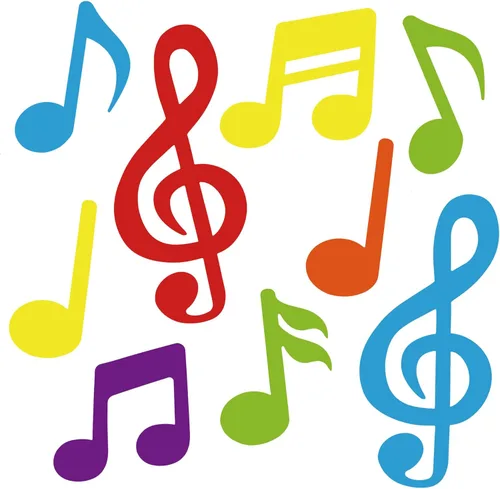Vuzvuv 72 recortes de papel para notas musicales coloridas para decoración de pared de fiesta, notas musicales de doble cara, recortes de papel para