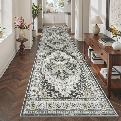 Miniatura 496 de Madane Tapete lavable de 2 x 10 pies para pasillo, cocina, recibidor, clásico, suave, antideslizante para interiores, casa de campo, baño, sala
