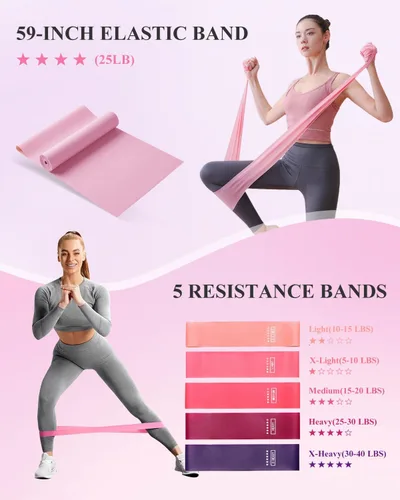 Miniatura 8 de Kit de entrenamiento en casa de pilates Zuluro para mujeres, set de anillo y pelota de pilates Better Me, equipo esencial, con 5 bandas
