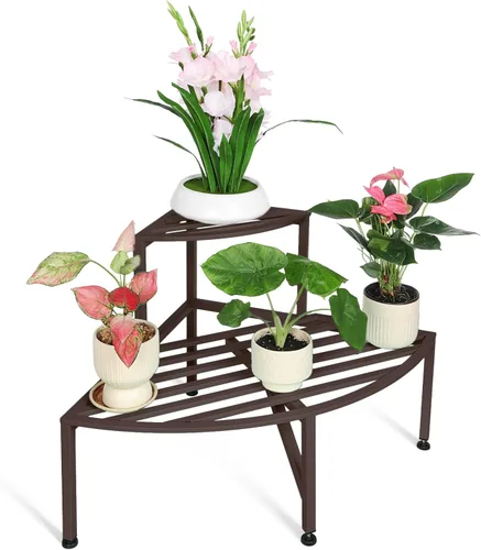 Miniatura 9 de Dipion Paquete de 2 soportes de metal para plantas al aire libre, estantes para plantas de interior, 1 nivel resistentes para múltiples plantas, 26