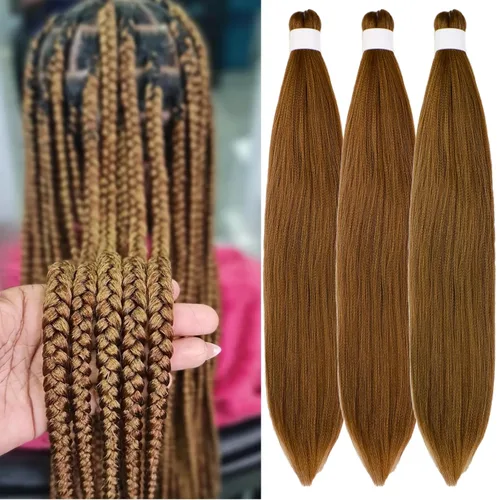 Miniatura 49 de Pelo corto negro trenzado preestirado de 14 pulgadas para trenzas sin nudos, pelo sintético 1B trenzado para trenzas Bob Box