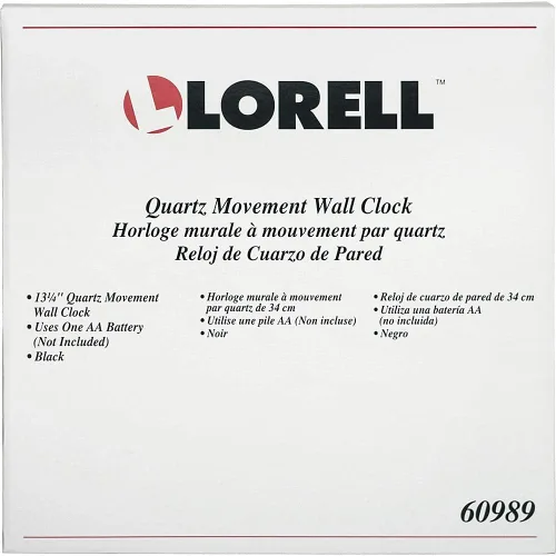 Miniatura 4 de Lorell Reloj de pared con números arábigos, 13-1/4 pulgadas, marco negro