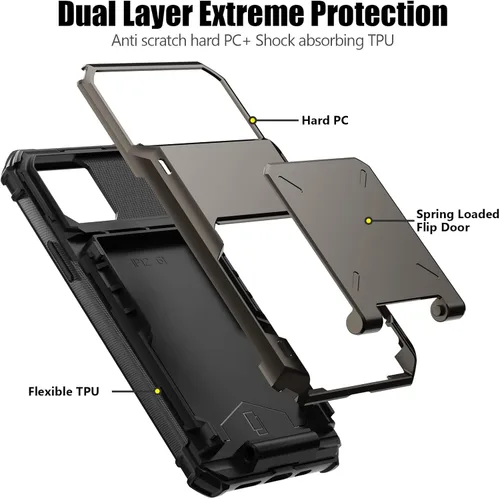 Miniatura 3 de Nvollnoe Funda para iPhone 12/12 Pro con Portarjetas [Almacena 5 Tarjetas] Funda Cartera de Doble Capa Resistente de Servicio Pesado a Prueba