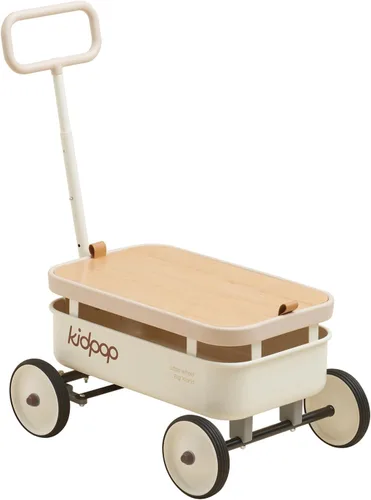 Miniatura 7 de kidpop PULA-Wild Vagón de Arrastre 3 en 1 para Niños, Andador de Empuje para Niños Pequeños de 2.5-8 años, Cubierta de Madera Extraíble y Manillar