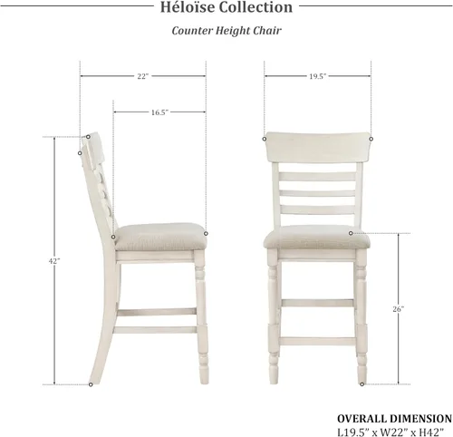 Miniatura 2 de Lexicon Héloïse - Silla de altura de mostrador (juego de 2), color blanco antiguo