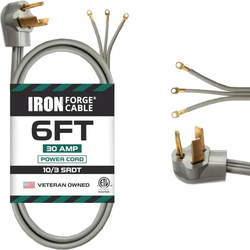 Miniatura 8 de Iron Forge Cable Adaptador de enchufe de secadora de 3 clavijas a 4 clavijas - Adaptador de salida negro de 10/4 STW de 1.5 pies para secadora