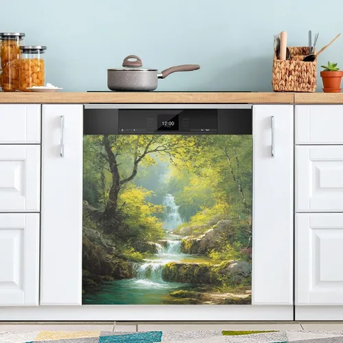 Miniatura 5 de ALAZA Spring Waterfall Forest Dishwasher Magnet Cover Magnetic Refrigerator Magnet Cover Fridge Sticker Home Kitchen Decor,23 x 26 inch