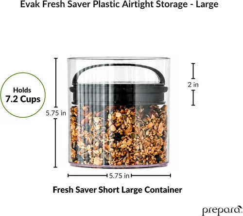 Miniatura 2 de Prepara Evak Fresh Saver - Recipiente de plástico hermético, grande/corto (5.75 x 5.75 pulgadas, 7.2 tazas), recipiente de almacenamiento