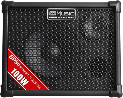 Miniatura 2 de Coolmusic BP80 amplificador a batería para guitarra acústica - altavoz Bluetooth portátil 100W, 6 entradas, ecualizador de 3 bandas, negro
