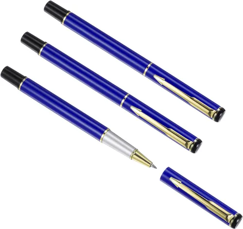 Miniatura 8 de PATIKIL Bolígrafo de metal de 5.315 in, paquete de 3 bolígrafos de gel de tinta negra de punta media de 0.039 pulgadas (0.039 in), bolígrafos