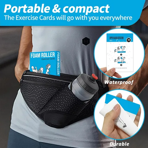 Miniatura 3 de Tarjetas de entrenamiento con rodillo de espuma, 62 tarjetas de ejercicios de gran tamaño de 5 x 3.5 pulgadas, tarjetas de fitness para mujeres