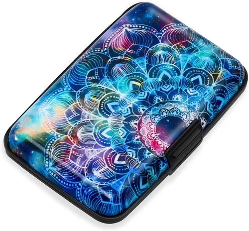 Miniatura 10 de Mayski Soporte para tarjetas de crédito, bloqueo RFID, funda rígida de aleación de aluminio, pequeña cartera de metal para mujeres y hombres