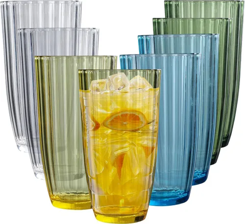 Miniatura 10 de Vasos de plástico acrílico transparente Highball Vasos de plástico reutilizables de 15 onzas (juego de 6) Apilables Vasos sin BPA