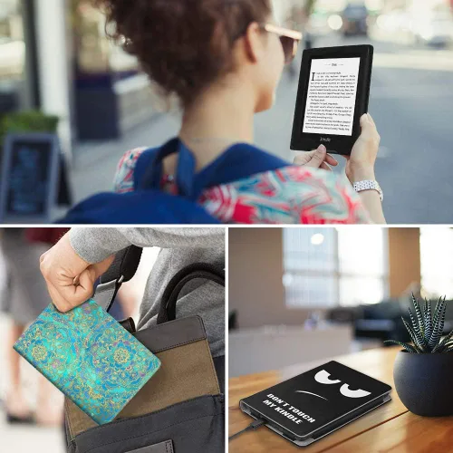 Miniatura 7 de Fintie Folio para Kindle Paperwhite - Funda de cuero vegano, anti golpes, estilo libro con reposo y despertador automático