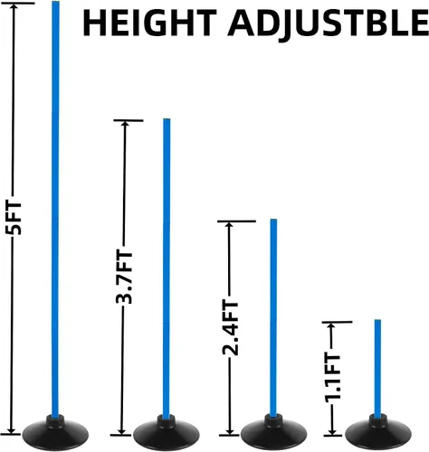 Miniatura 3 de 6 Pcs 5 FT Adjustable Agility Training Poles for Soccer,Basketball,Football, Horse,Dog-Speed and Agility Training Equipment Sports Training Poles