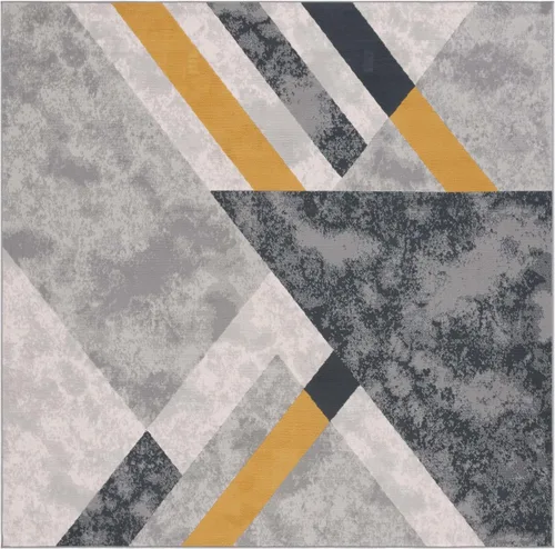 Miniatura 7 de SAFAVIEH Odyssey Collection - Alfombra redonda de 6 pies 7 pulgadas, gris y negro dorado, diseño abstracto moderno, ideal para zonas de alto tráfico