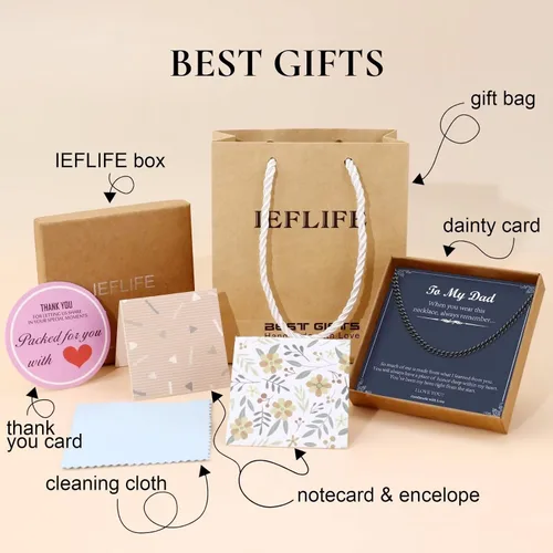 Miniatura 7 de IEFLIFE Cadena cubana de regalo para hombres, negrooroplata, cadena de eslabones cubanos gruesos, regalos para hombres, él, día del padre