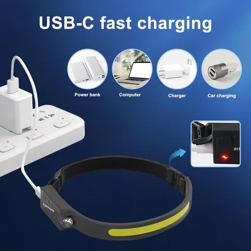 Miniatura 8 de Linterna Frontal LED Recargable Paquete de 4 – 500 Lúmenes, Impermeable, Haz Ancho de 230°, USB-C, Ligera, Cómoda con Largo Tiempo de Funcionamiento