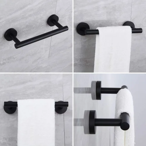 Miniatura 2 de kimzcn Toallero de mano negro mate de 9 pulgadas SUS 304 de acero inoxidable para montaje en pared de baño